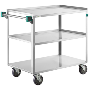 Stainless Steel 15" x 24" Bus Cart on 5" Casters w/ 3 Shelves & 2 Stainless Steel Undershelves | 3012-BC4-1524