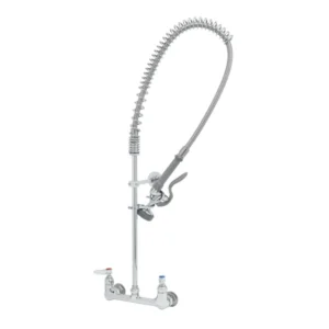 Pre-Rinse Faucet, Wall Mount, 8" Center, Interchangeable with T&S Brass Parts, 35" high with 15" Overhang